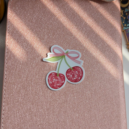 Disco Cherry Sticker ~ Summer Vibes | 2.5" Waterproof Dishwasher Safe Smooth Matte Decals, Romantasy Book Lover Reader Gift, Hand Drawn