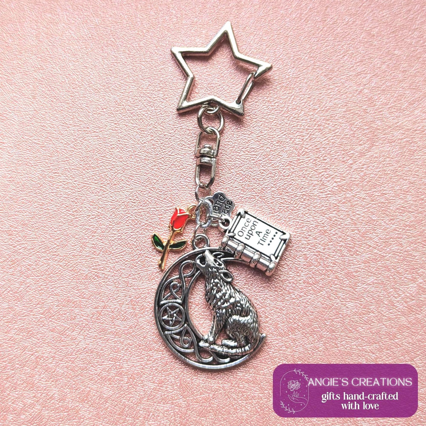 Wolf Planner Charm, Mythical Zinc Alloy Keychain For Book Lovers!