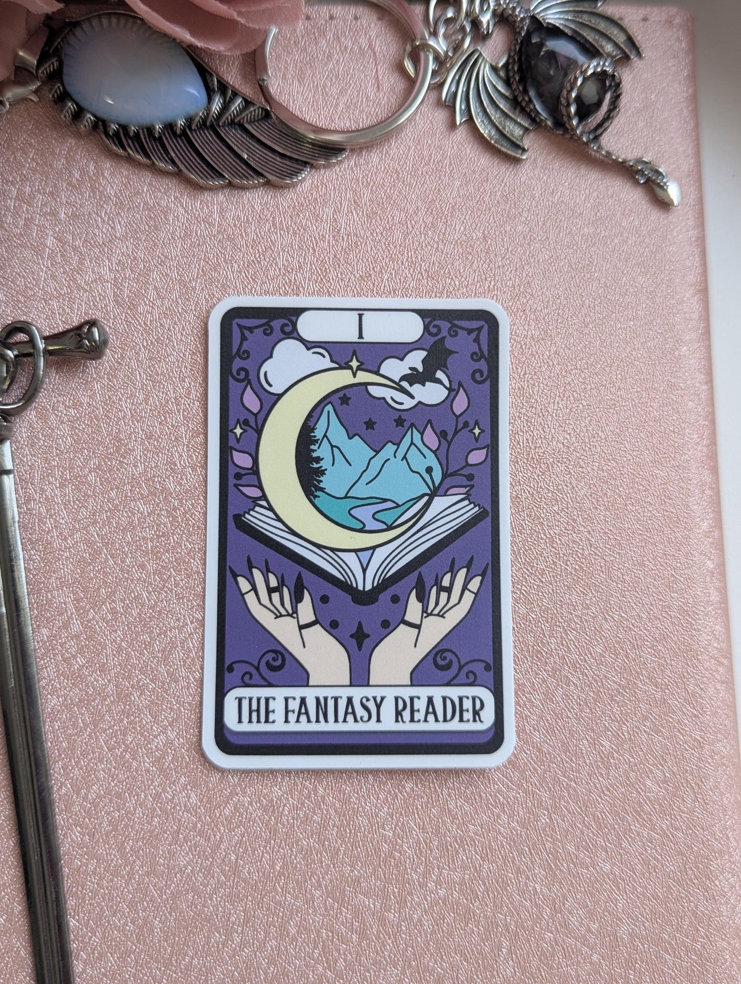 Fantasy Tarot Sticker, 3" Waterproof Matte Decal, Book Lover Gift