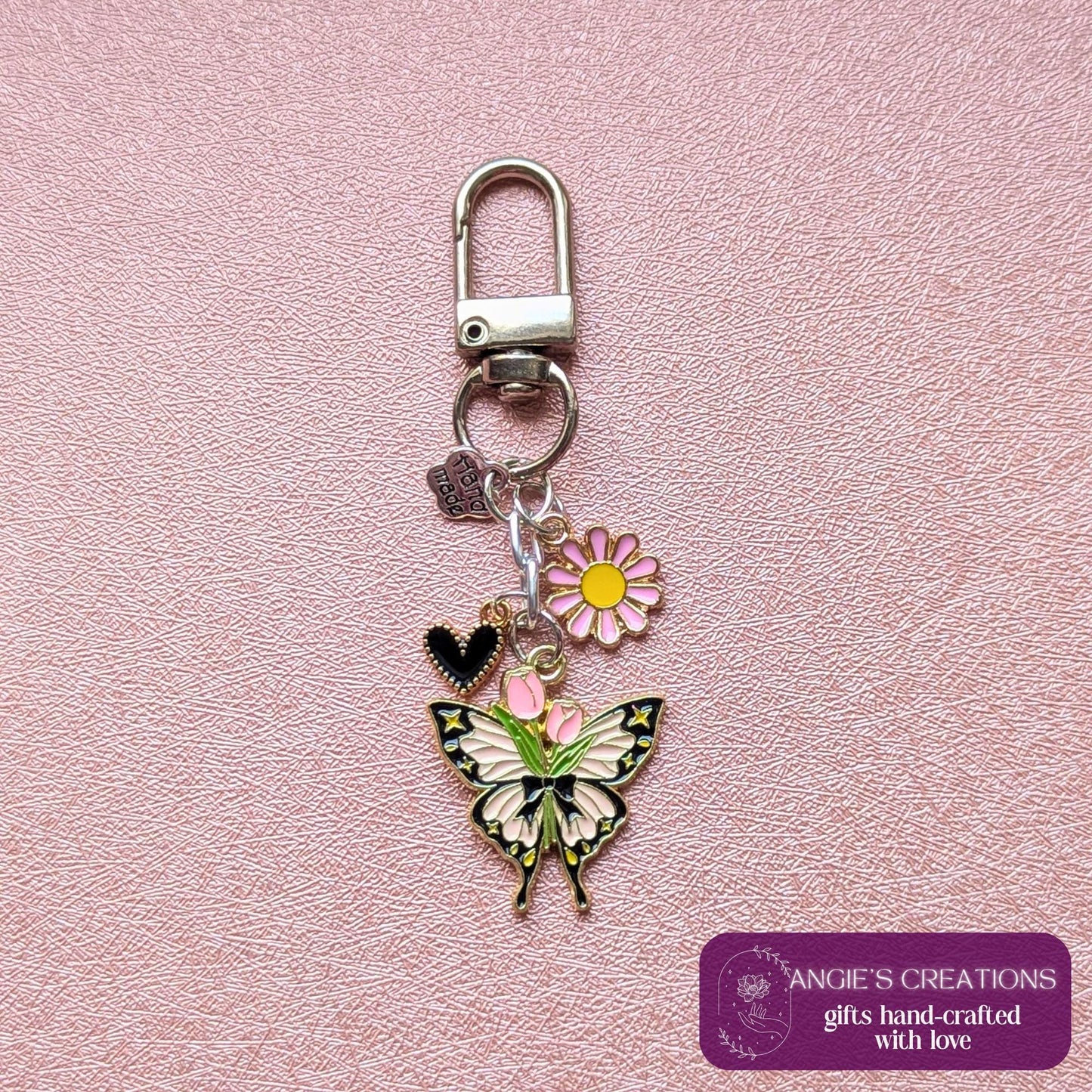 Tulip Butterfly Planner Charm Keychain | Customizable Spring Kindle Chain, Ereader Accessory, Kobo Reader Gift