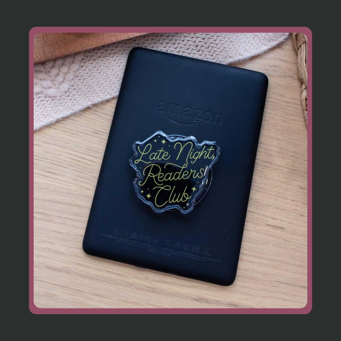 Acrylic Kindle Grip Late Night Readers Club Grip & Sticker Bundle