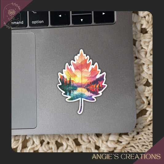 Landscape Maple Leaf Vinyl Sticker