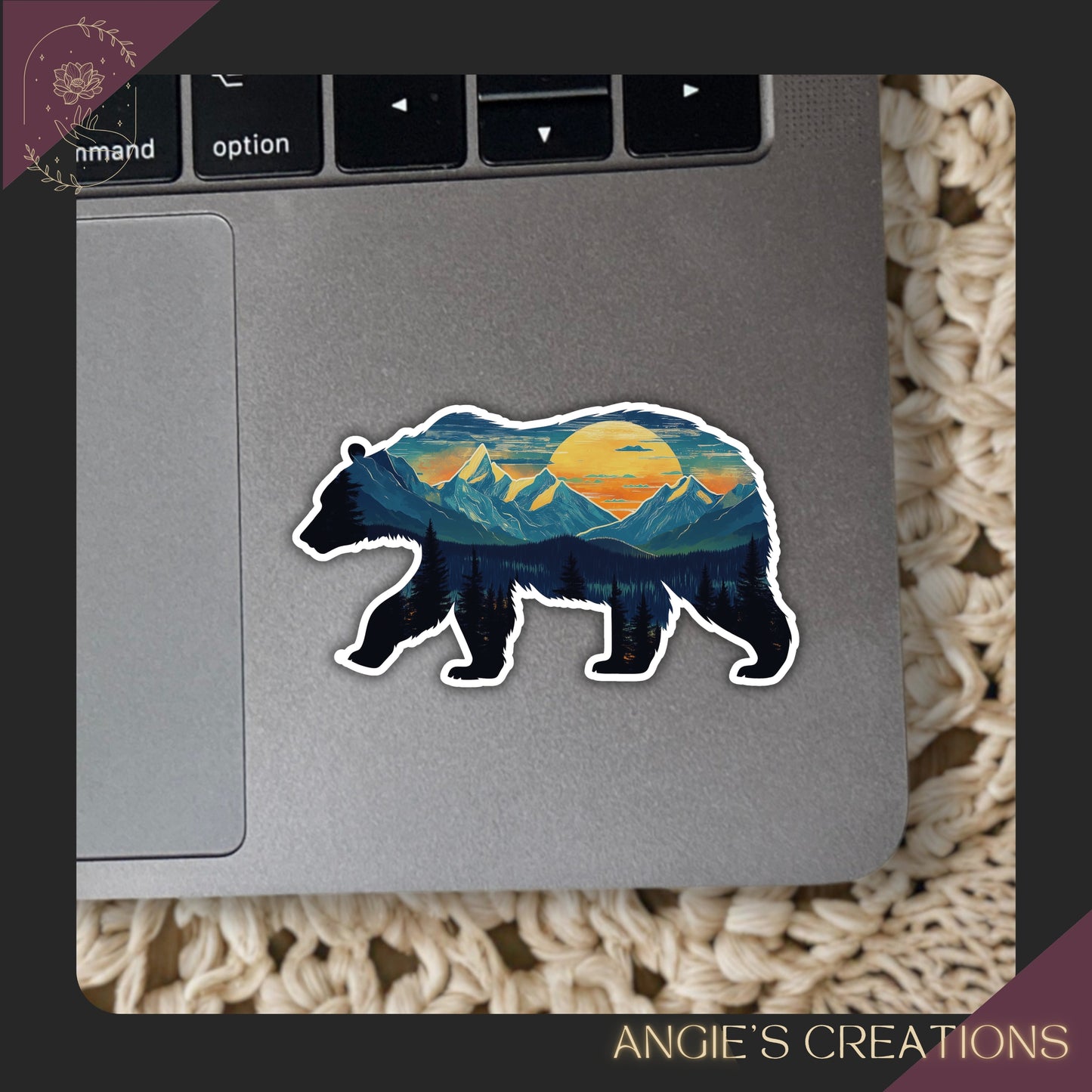 Mountains Landscape Bear Vinyl Sticker