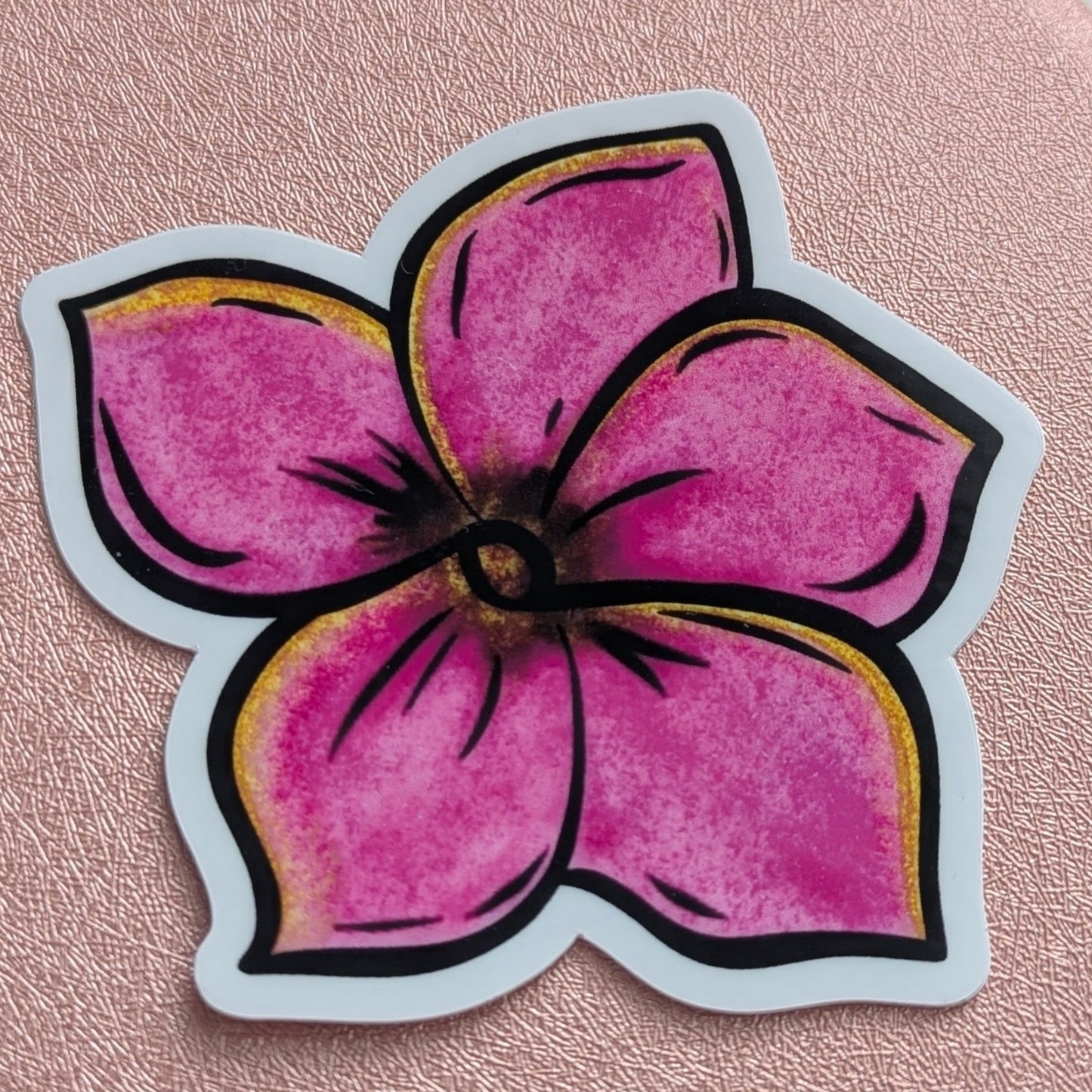 Pink Hand Drawn Flower Sticker | 2.8x3"