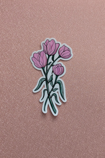 Pink Summer Tulip Bouquet Sticker | 2.8x3"