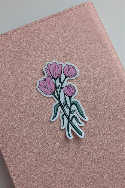 Pink Summer Tulip Bouquet Sticker | 2.8x3"