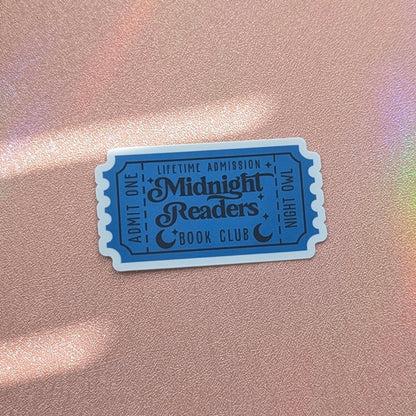 Midnight Readers Book Club Ticket Waterproof Sticker