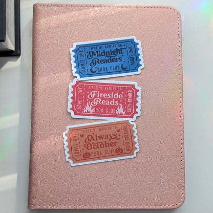 Midnight Readers Book Club Ticket Waterproof Sticker