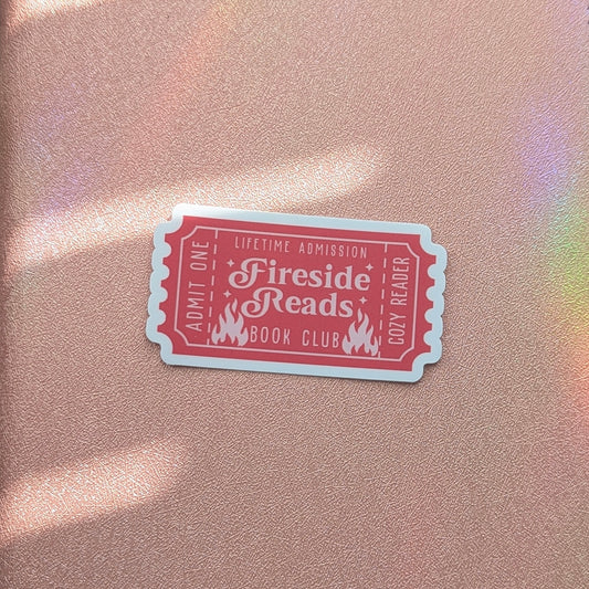 Fireside Reads Book Club Ticket Waterproof Sticker