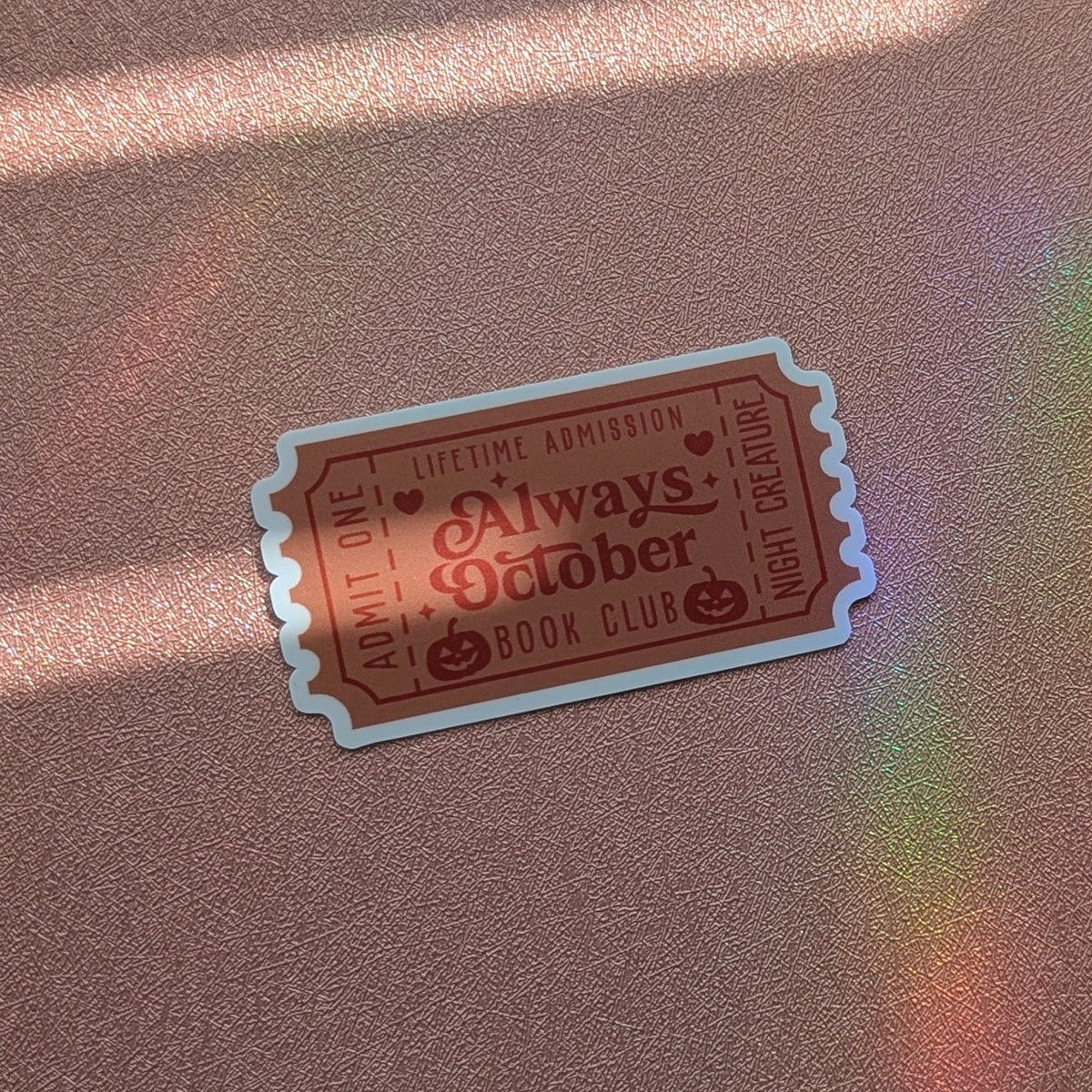Always October Book Club Ticket Waterproof Sticker