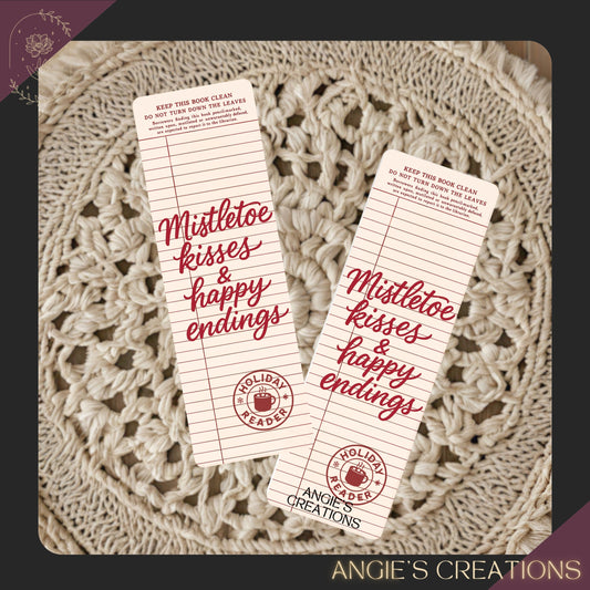 Mistletoe Kisses & Happy Endings Soft Touch Matte Bookmark