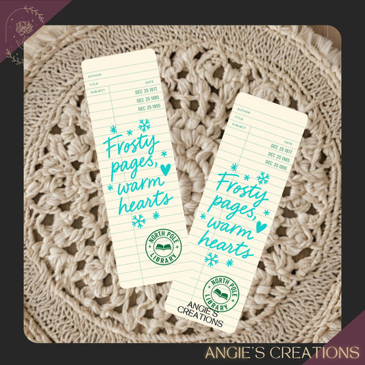 Frosty Pages, Warm Hearts Soft Touch Matte Bookmark