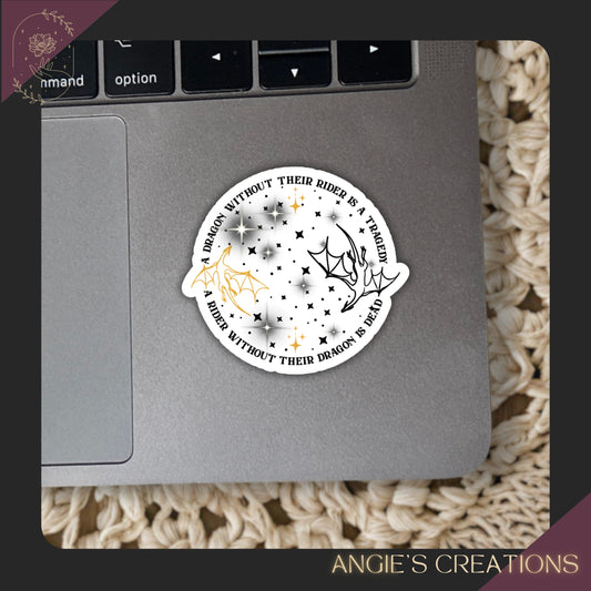 A Dragon without a Rider Fourth Wing Inspired Vinyl Sticker