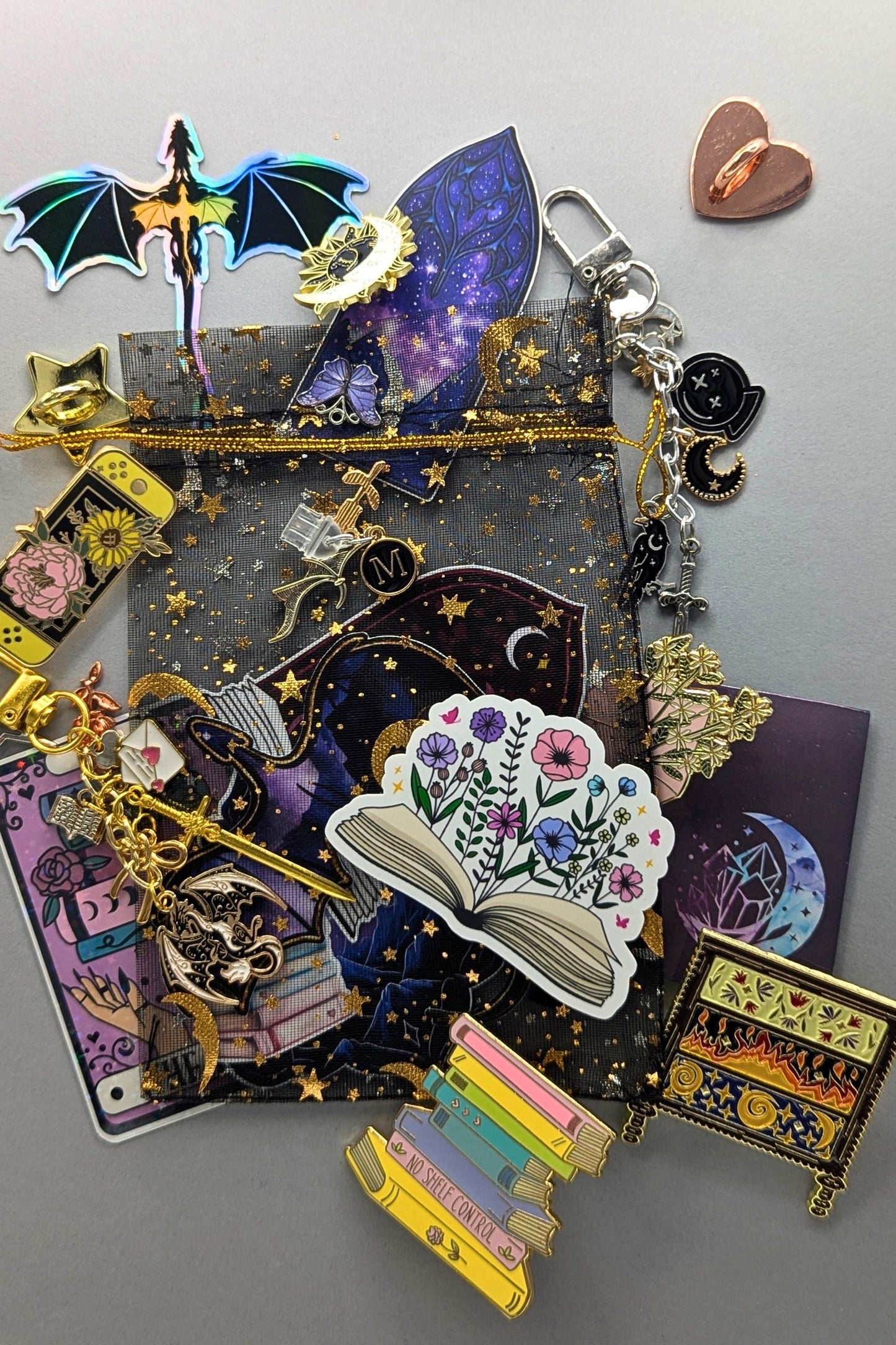 Mystery Enamel Pin Bundle, Mini Bookish Set: 1-2 Pins, Stickers!!