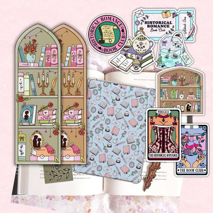 NEW: Historical Romance Book Club Gift Box | 7 Bookish Tarot Stickers, Holographic Kindle Insert & Die Cut Bookmark | Reader Gift