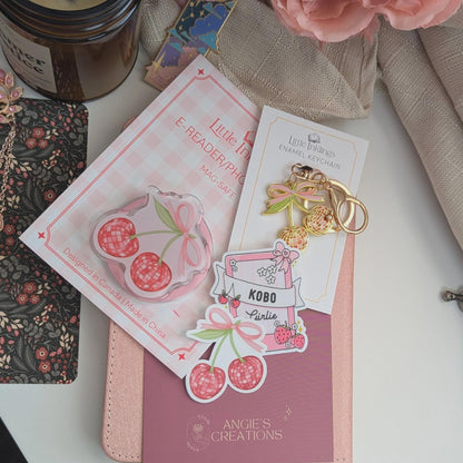 Disco Cherries Kindle Grip & Sticker Bundle | Phone or E-Reader Handle Reader Gift