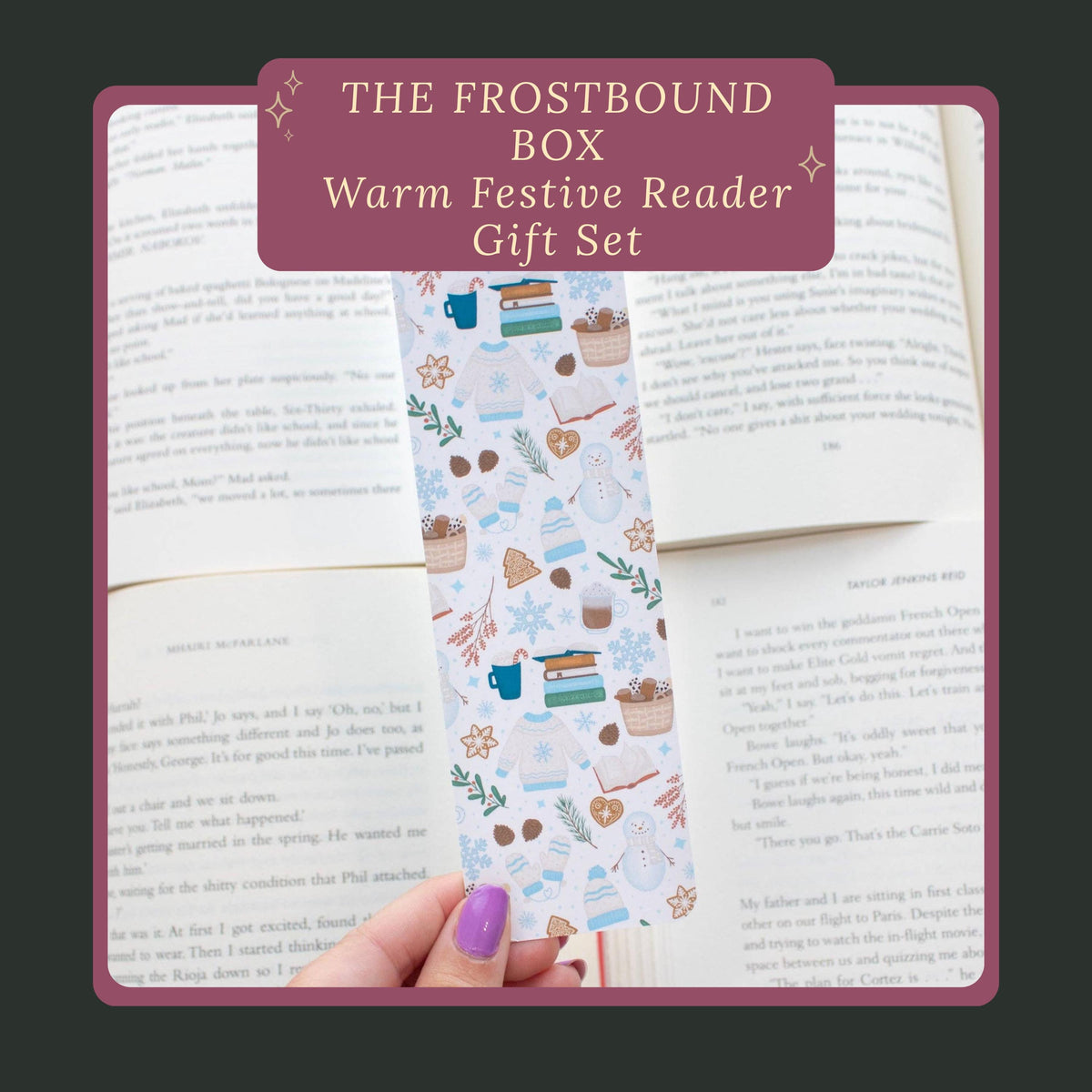 The Frostbound Box | Warm Festive Reader Gift Set | Bookish Candle Keychain Holiday Bookmark, Soft Cozy Evening Experience