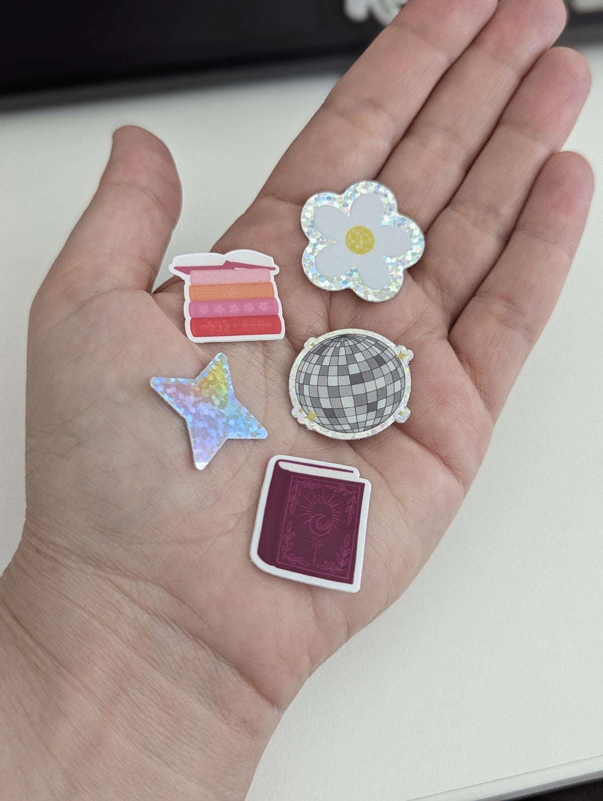 Y2K Bookish Mini Sticker Pack | Holographic Gap Filler Stickers | Waterproof Dishwasher Safe Decals