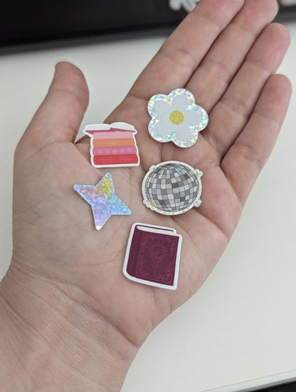 Y2K Bookish Mini Sticker Pack | Holographic Gap Filler Stickers | Waterproof Dishwasher Safe Decals