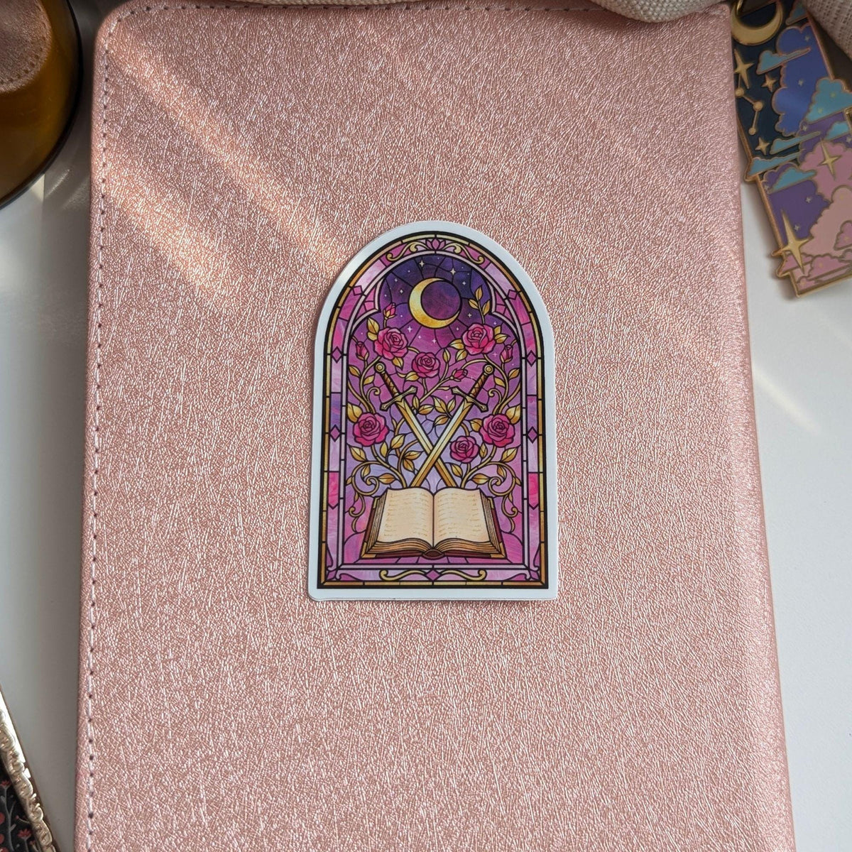 Romantasy Stained Glass Window Sticker, Waterproof Dishwasher Safe Bookish Decals, Purple or Green
