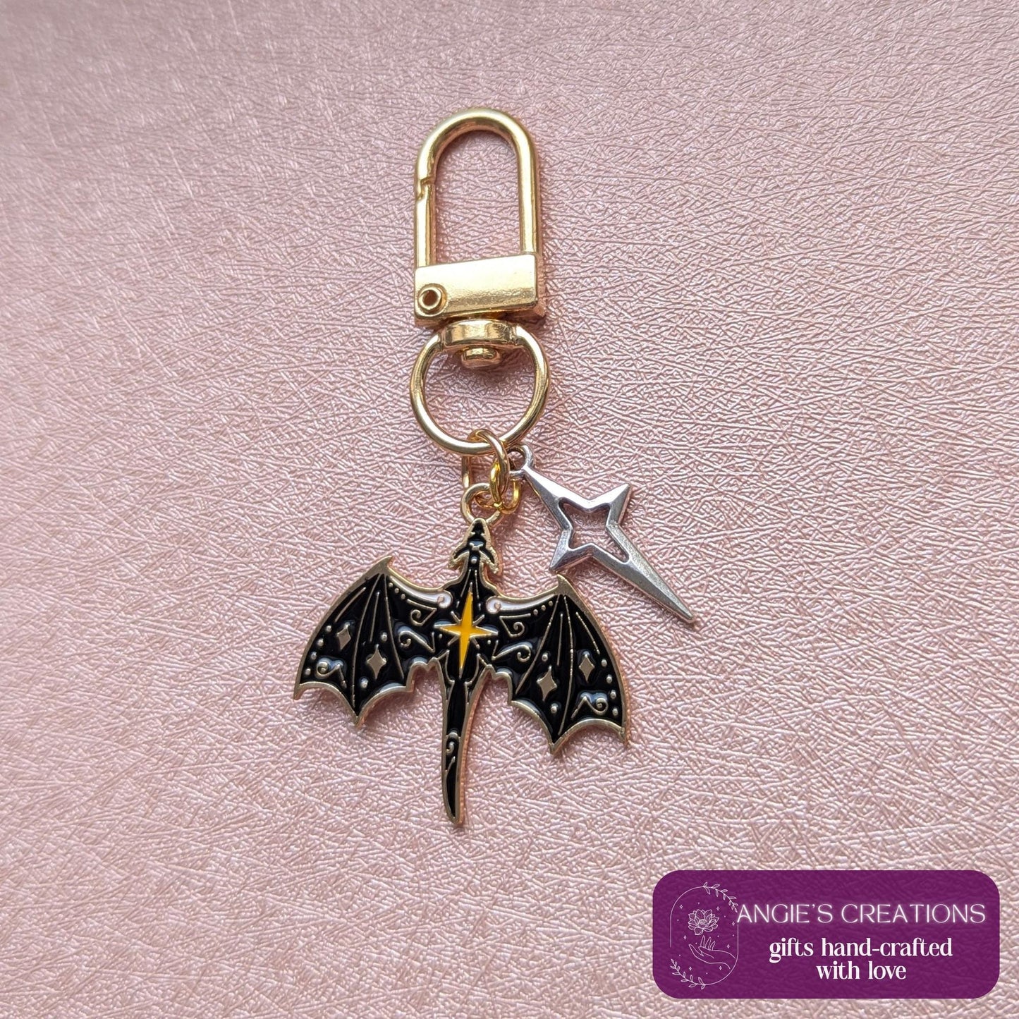 fourth wing dragon charm, Star Dragon Pocket Keychain, Zinc Alloy