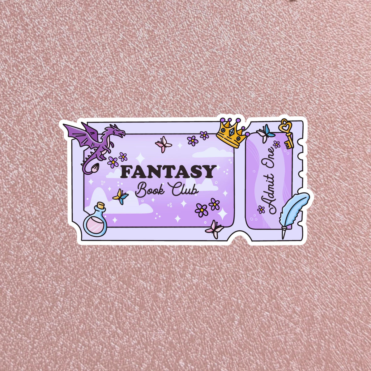 Fantasy Book Club Ticket Handmade Sticker