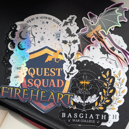 fourth wing vinyl stickers, 50 PCS Bookish Decal Pack, 3in Sizes.