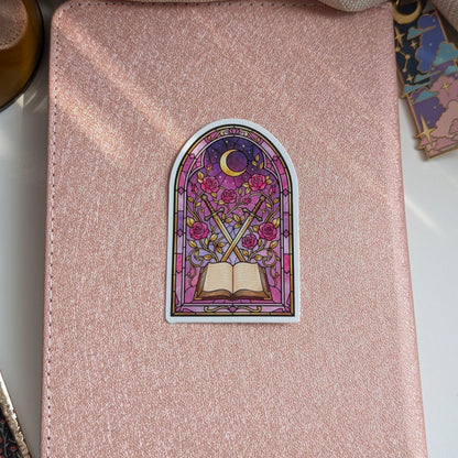 Romantasy Bookish Sticker, Stained Glass Window Decal 2" XL