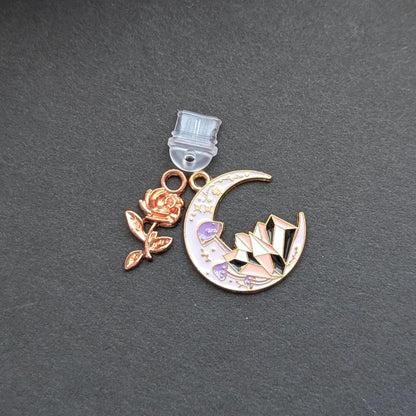 USB C Dust Plug, Crystal Moon & Rose, Zinc Alloy, Handmade 1 Pc.!