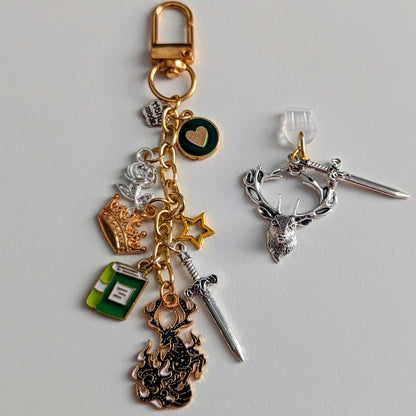 Throne Of Glass Keychain, Terrasen Stag Crest Charm Bundle +Plug!
