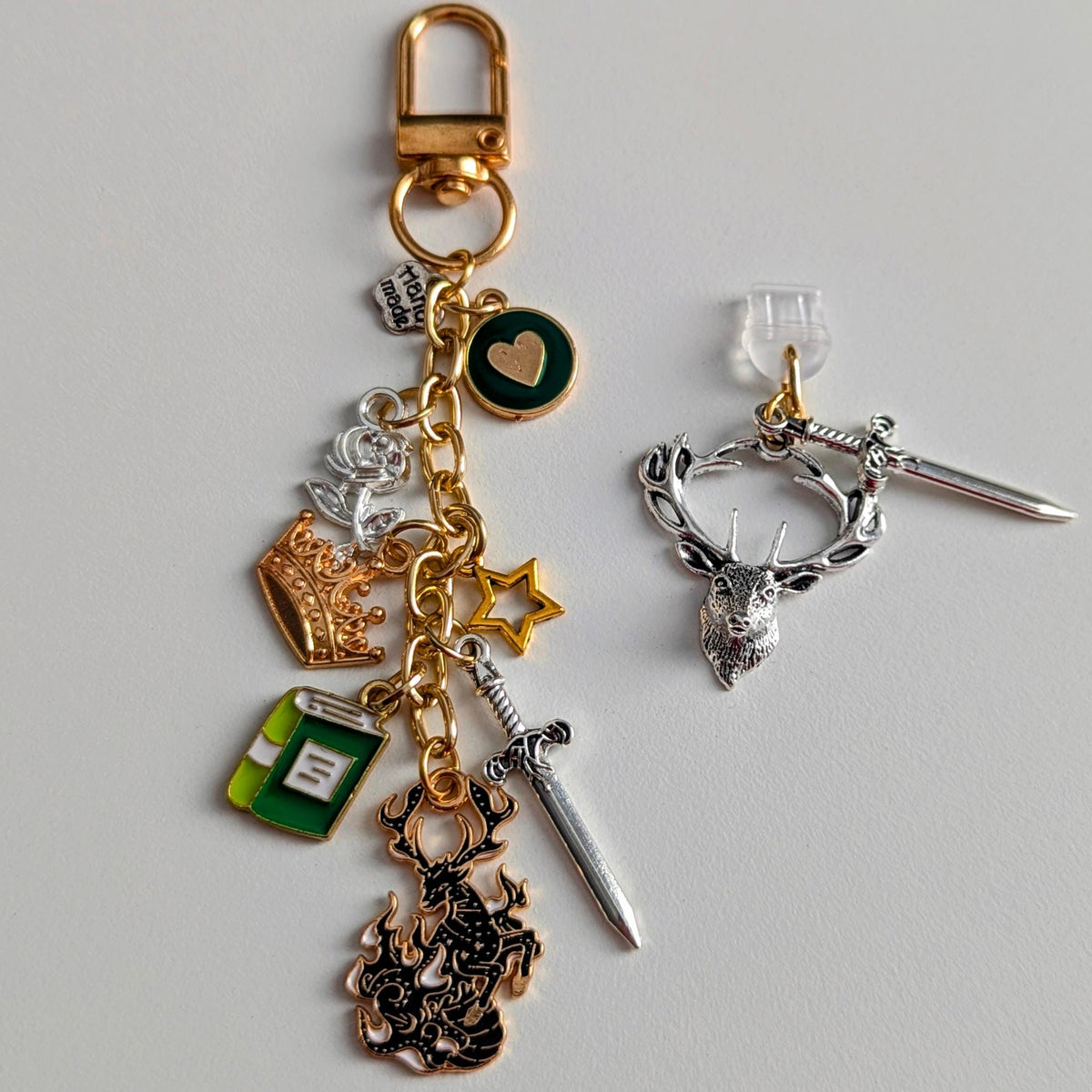 Charm Keychain & Dust Plug Bundle Throne of Glass Keyring, Customizable Romantasy E-Reader Dust Plug Bundle, You do not Yield, SJM Fireheart