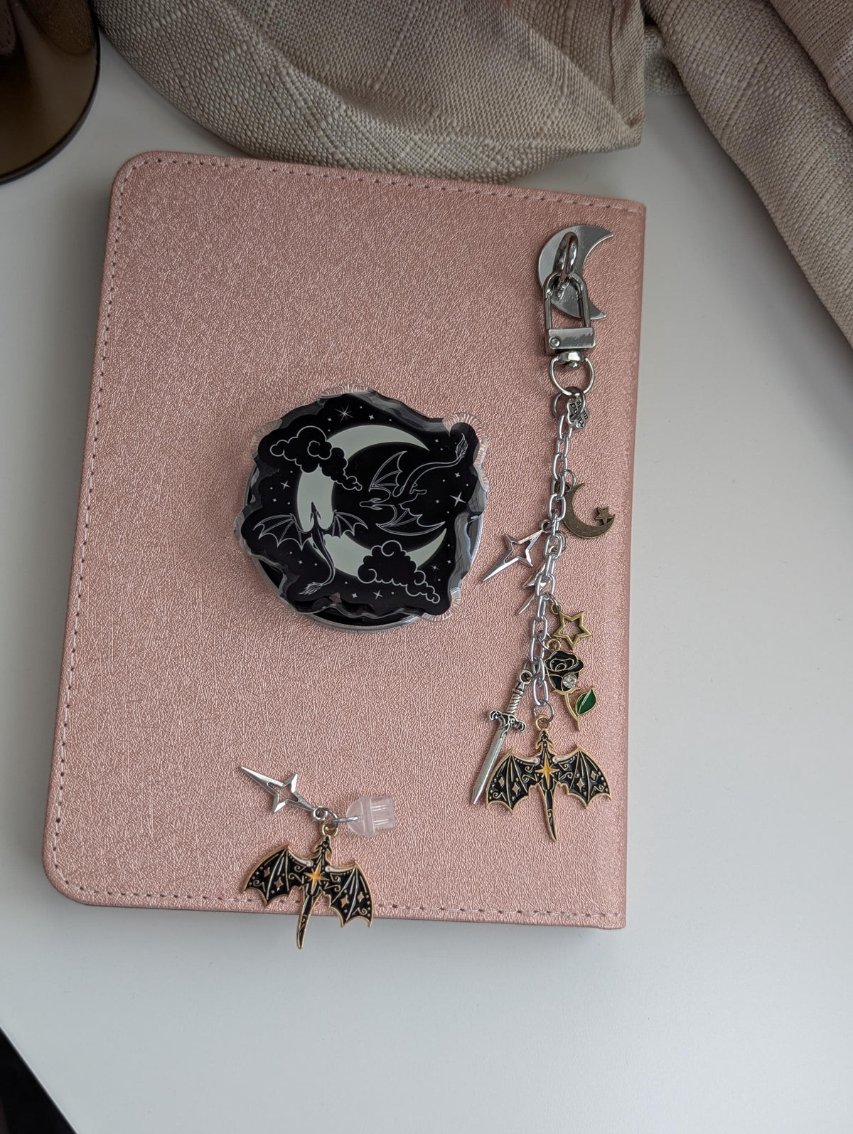 Preorder Moon and Dragons Acrylic Kindle Grip & Sticker Bundle | MagSafe (Metal Ring Included) Dragon Phone Grip | Fantasy Reader Gift