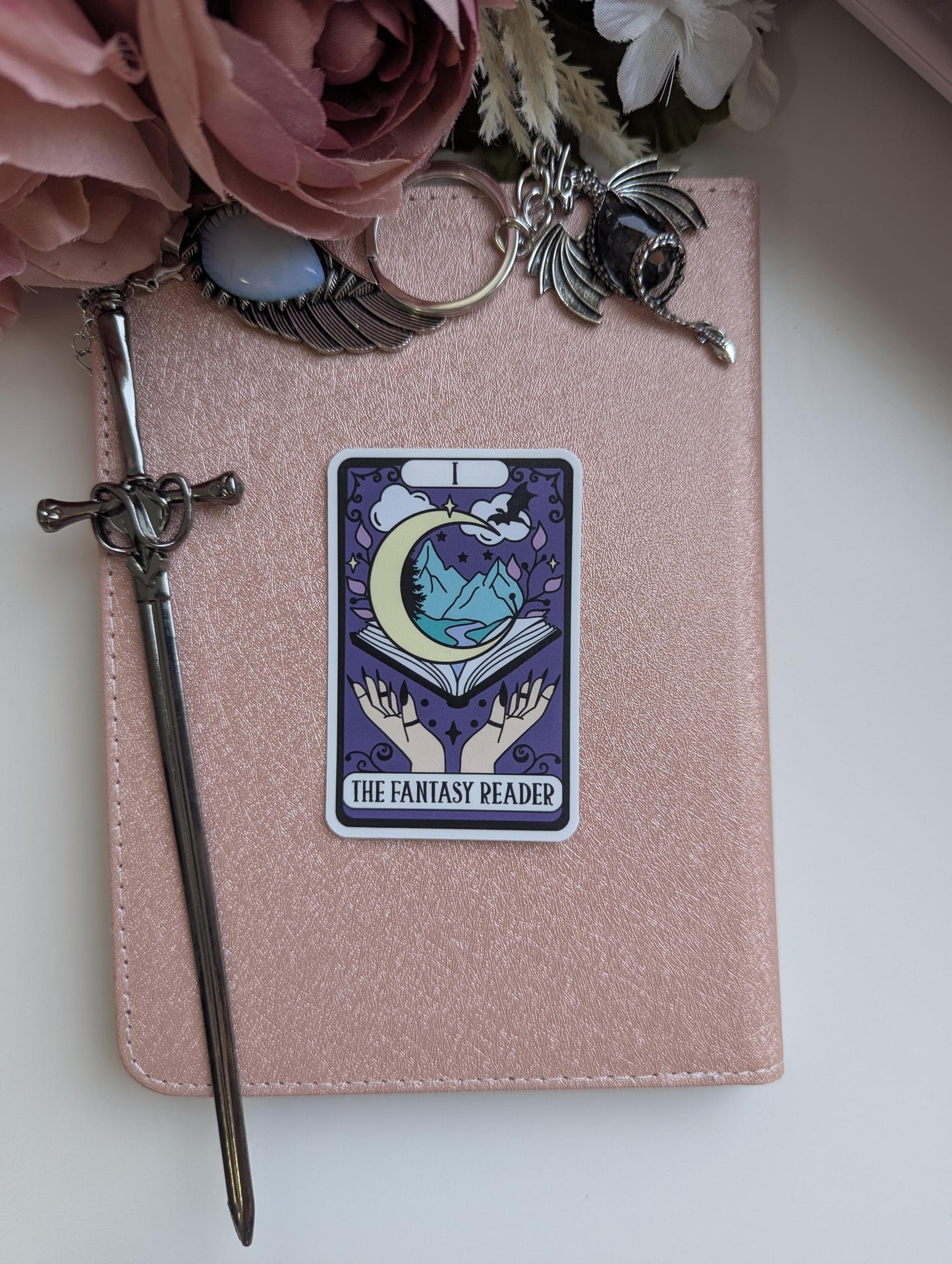 Fantasy Tarot Sticker, 3" Waterproof Matte Decal, Book Lover Gift