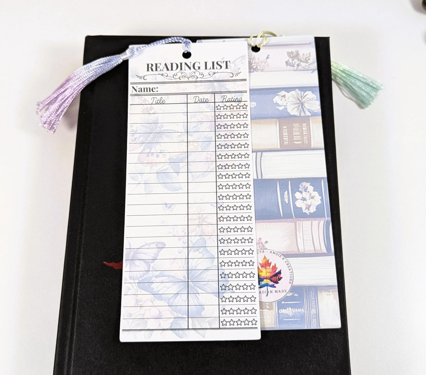 Handmade Book Tracker Bookmark: Pastel Tassel, Cardstock Reading Log