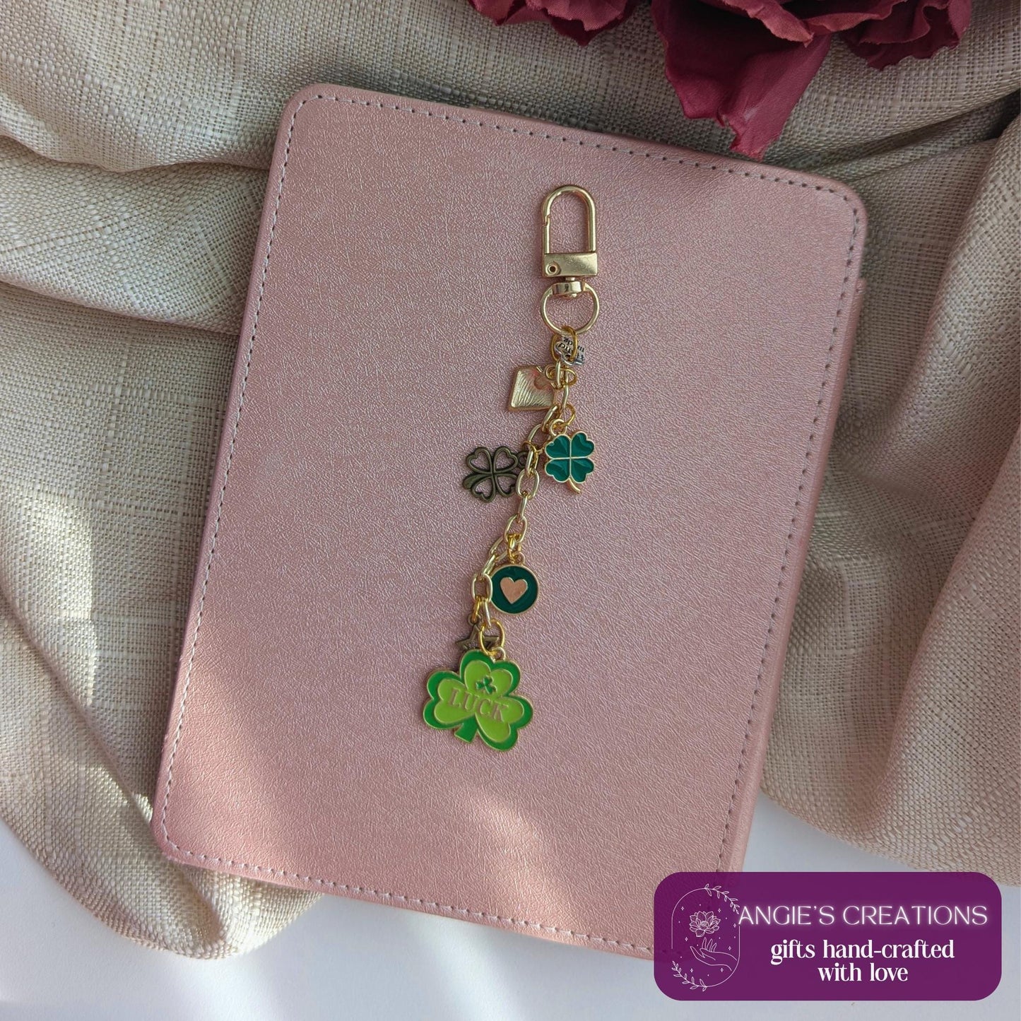 Lucky Clover Kindle Charm Keychain | St. Patrick's Day Inspired, Green eReader Chain Bookstagram, Booktube Gift