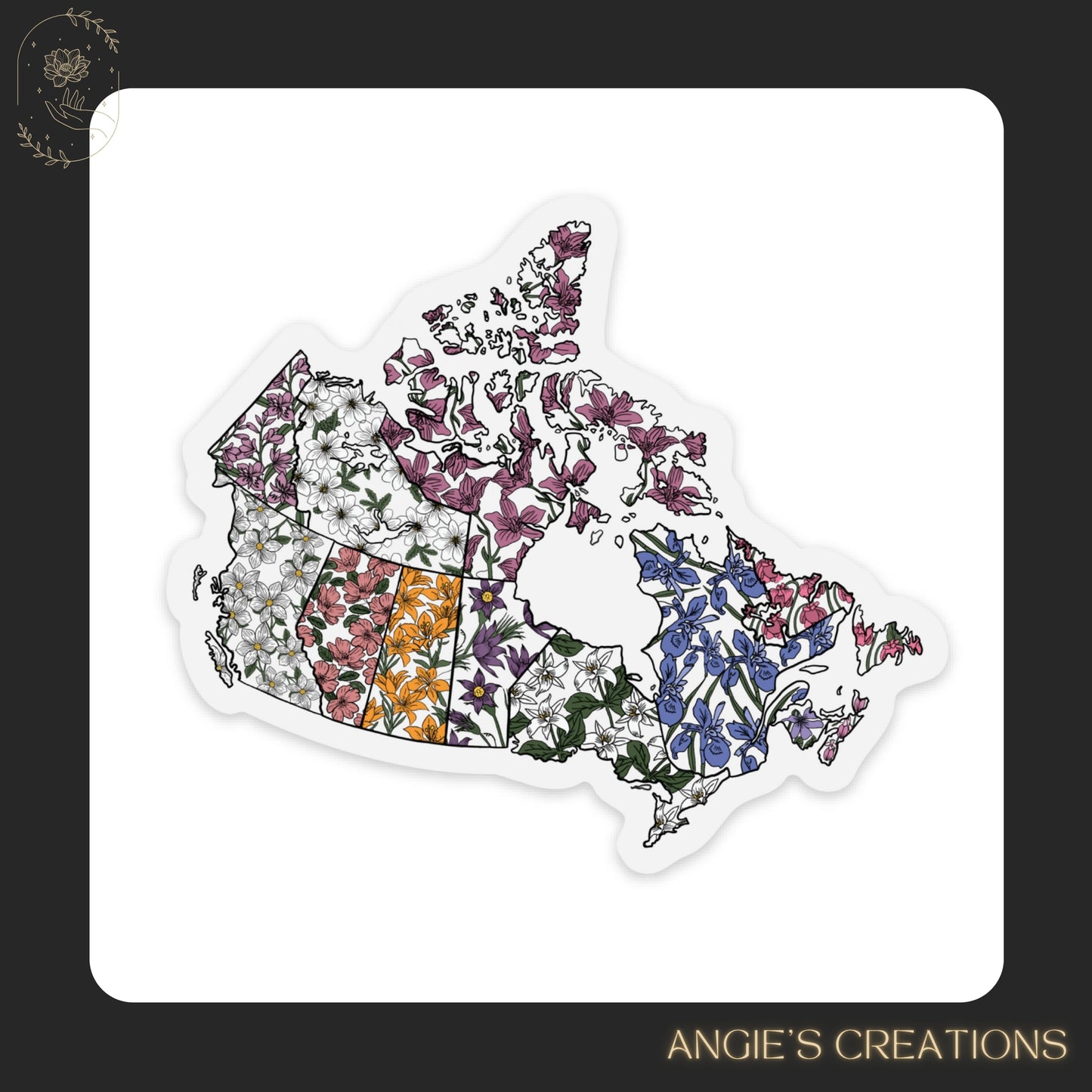 Canada Map Provincial Flower Clear Matte Sticker