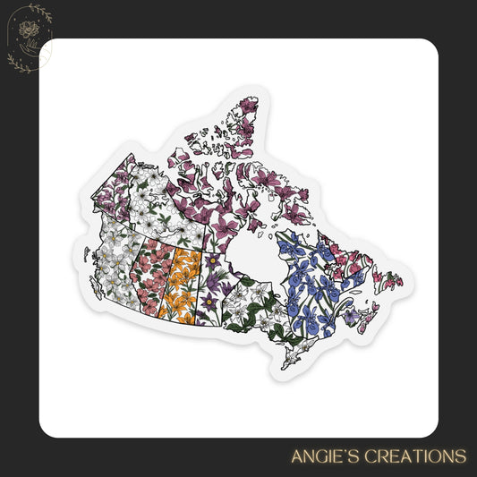 Canada Map Provincial Flower Clear Matte Sticker