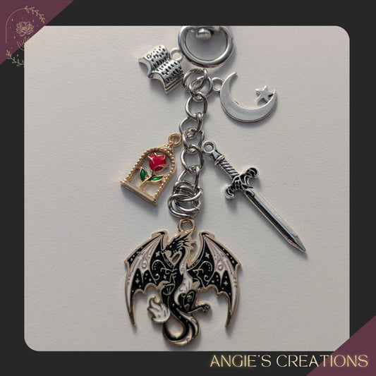 Fantasy Dragon Kindle Charm | Celestial Moon Chain | Romantasy