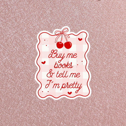 Book Lover Sticker, Cherry 3in Dishwasher Safe, Waterproof Matte.