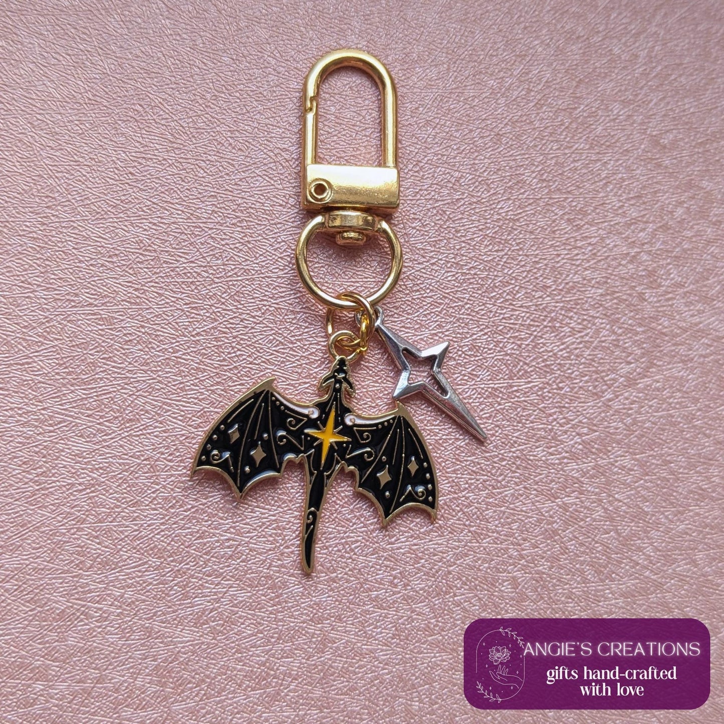 fourth wing dragon charm, Star Dragon Pocket Keychain, Zinc Alloy