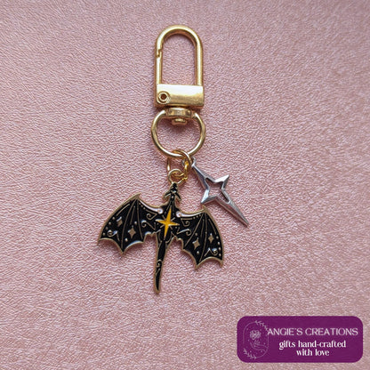 fourth wing dragon charm, Star Dragon Pocket Keychain, Zinc Alloy