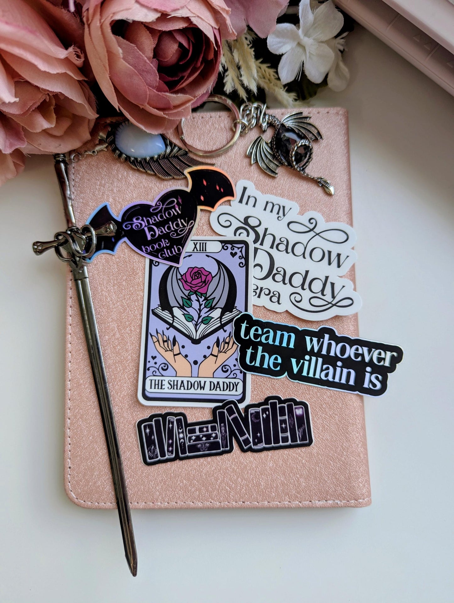 Bookish Sticker Bundle, Shadow Daddy Book Club, 5Pc Waterproof 3In