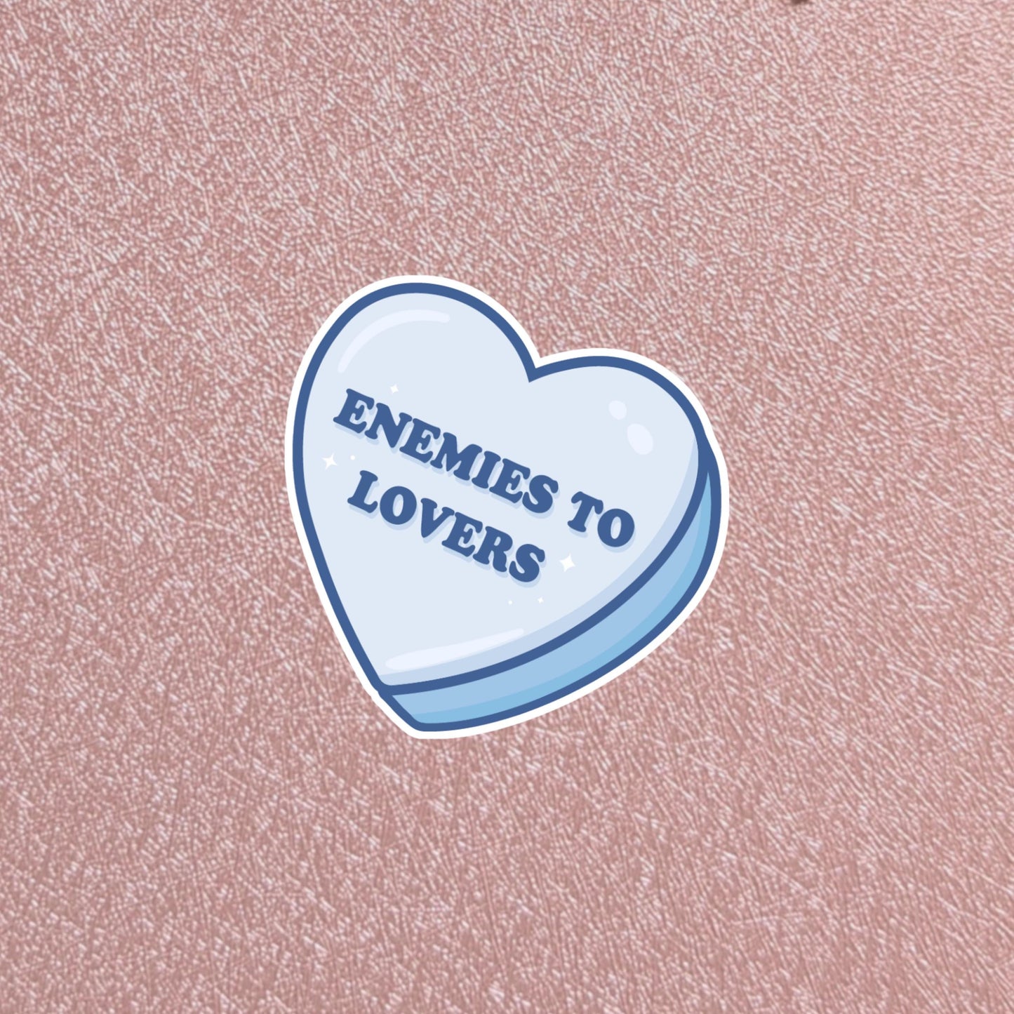 Enemies To Lovers Sticker, Candy Heart 3" Waterproof Matte Finish