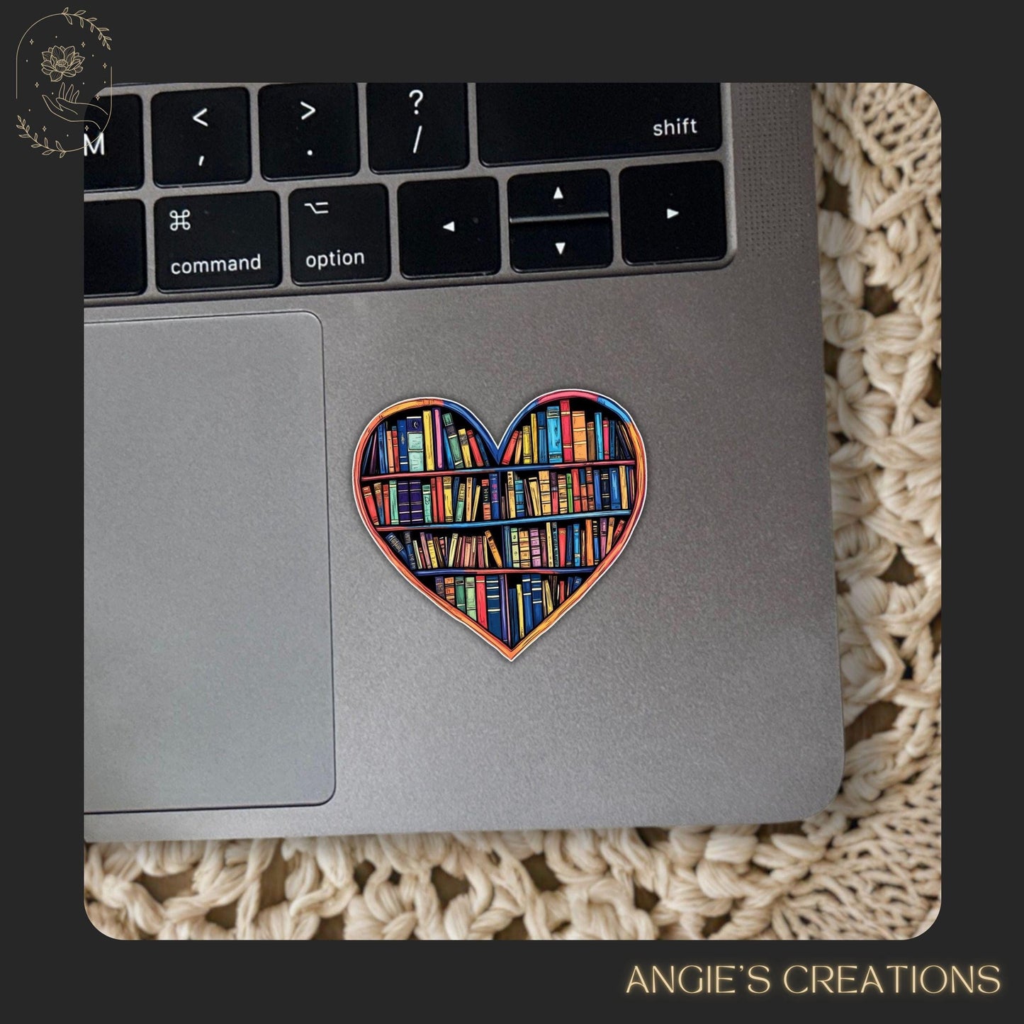 Show your love for books with this vibrant heart-shaped bookshelf sticker. Perfect for romantasy readers, fantasy fans, and cozy bookworms, it makes a colorful addition to laptops, Kindles, and reading journals. A warm and whimsical design for any bookish soul.
