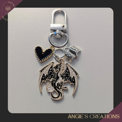 Dark Gothic Dragon Planner Charm Keychain