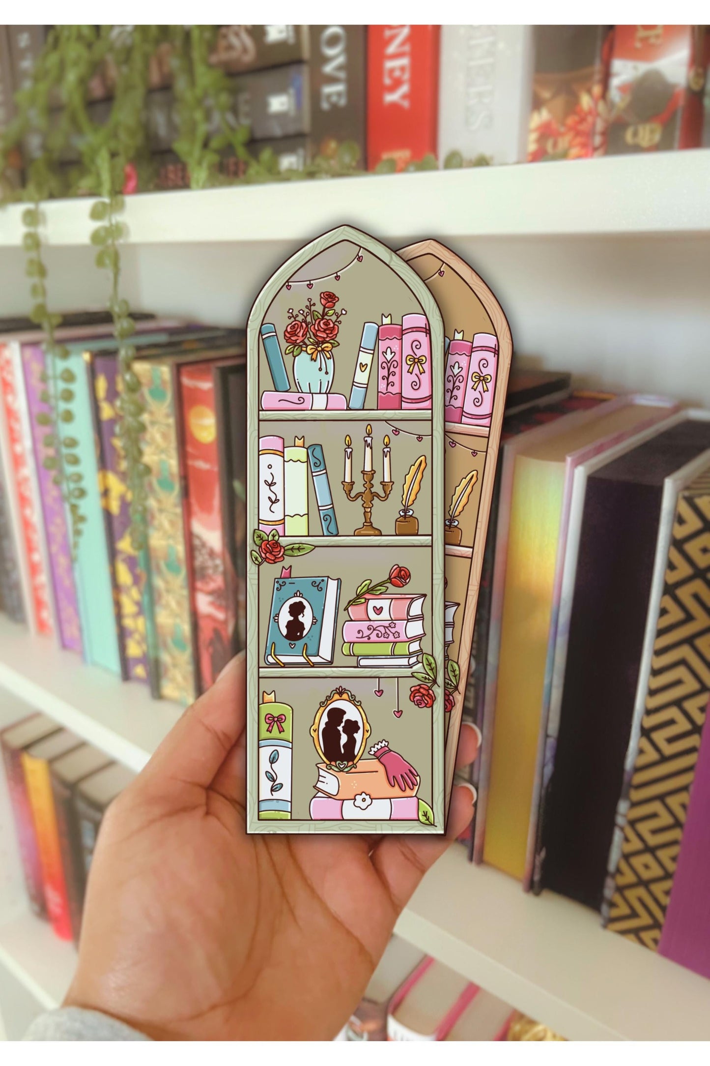 Holographic Romance Bookmark 5 x 15.5 cm Laminated Die Cut Reader