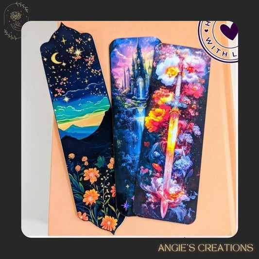 This limited edition bookmark bundle features a fantasy castle, sword and flowers, and my die cut night court bookmark. This set is a perfect magical gift for romantasy readers and night owls alike.