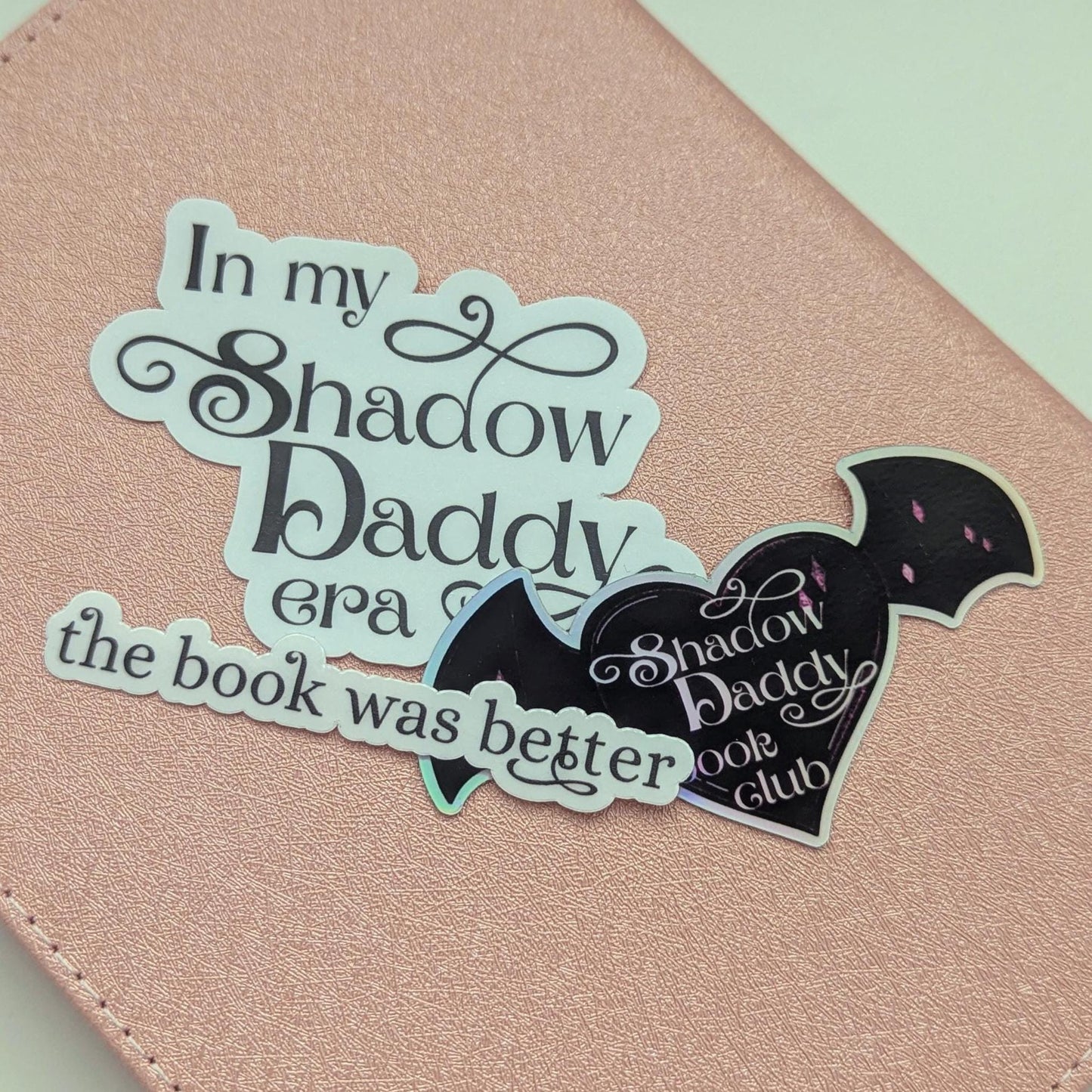 Shadow Daddy Book Club Holographic Sticker | Xaden Riorson Fourth Wing Fan Gift, Bat Wings Heart Bookish Sticker, Romantasy Kindle Laptop