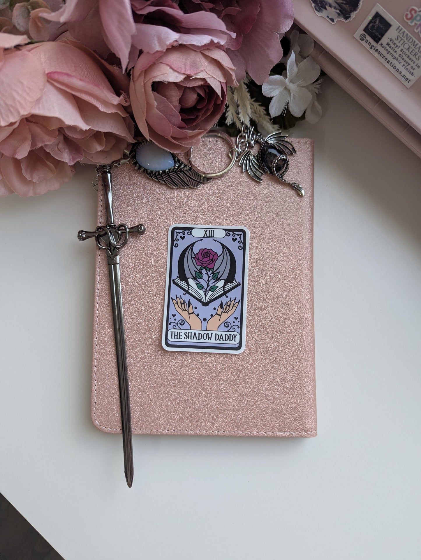 Rhysand Shadow Daddy Tarot Card Sticker, 3" Waterproof Dishwasher Safe Decals, Romantasy ACOTAR Book Lover Reader Gift, Hand Drawn Artwork