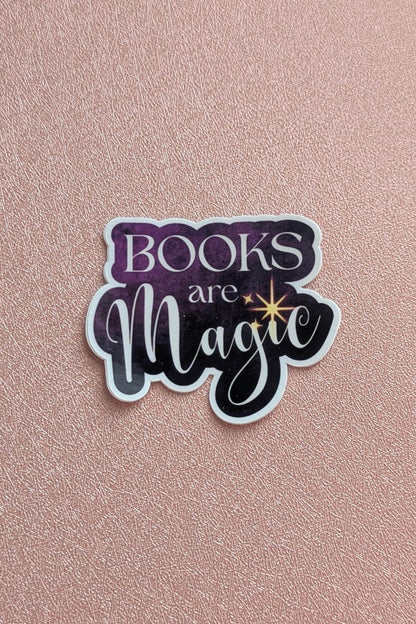Books are Magic Sticker, 2.5" Waterproof Dishwasher Safe Glossy Decals, Whimsical Witchy Book Lover Gift